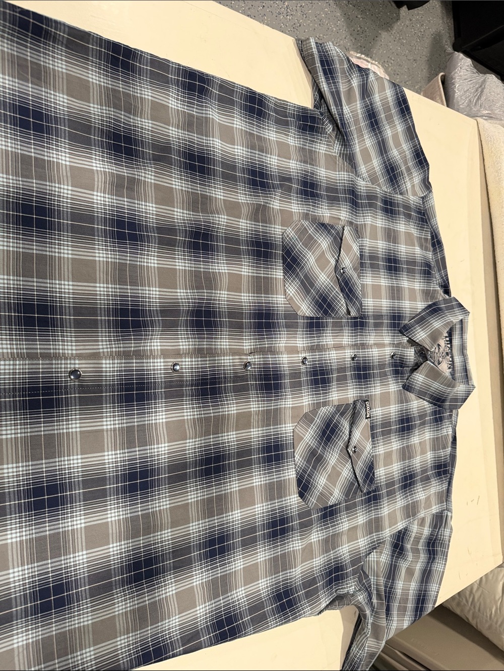 DIXXON Men's Blue and Gray Plaid Button-Down Shirt